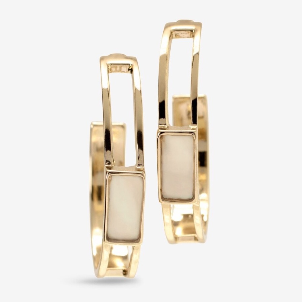 WHBM SHELL STONE OPEN HOOP EARRINGS